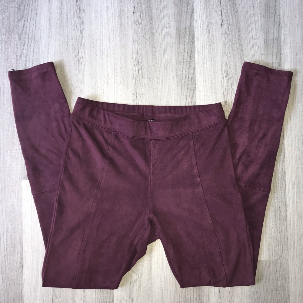 Express Suede Burgundy Leggings